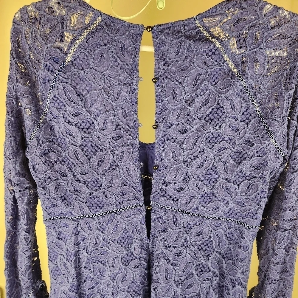 Free People Mineral Purple Blue Skies Lace Babydoll Dress Size Medium